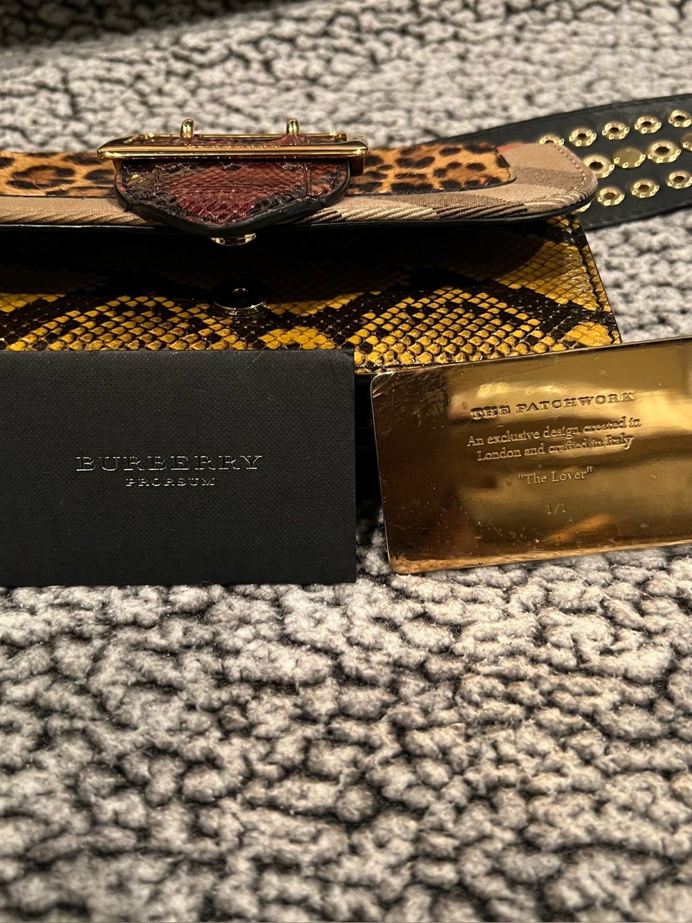 Burberry Yellow Snake-Print Leather Belt Bag